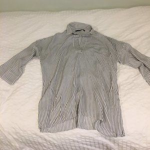 Zara pinstripe black & white collared blouse